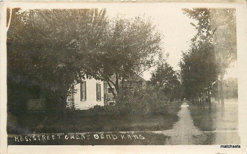 C-1920s Residence Street Great Bend Kansas RPPC Real photo postcard 10910