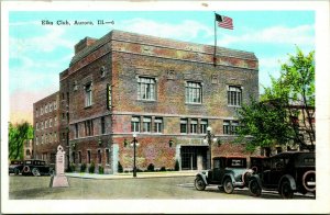 Elks Club Building Lodge Aurora Illinois IL 1920s WB Postcard