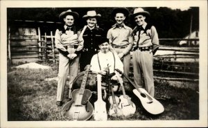 Country Western Music Singers Men Old Guitars Publ in Bridgeport CT RPPC