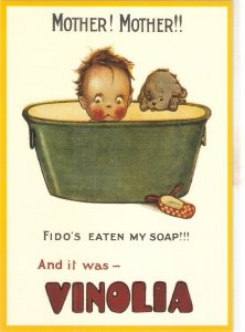 Baby in bath Modern English Vinola  Soap Advertisement PC. Continental size