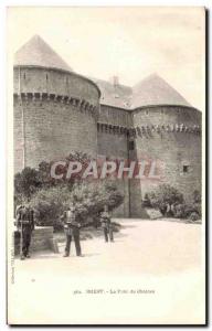 Old Postcard Brest La Porte Du Chateau Army Soldiers