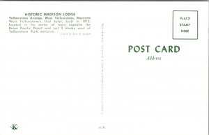 Madison Lodge Cottages West Yellowstone Montana Postcard old cars