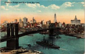 CPA AK Brooklyn Bridge and Skyline NEW YORK CITY USA (790312)