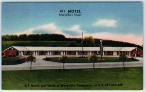 MARYSVILLE, Tennessee TN   Roadside 411 MOTEL  Blount County  ca 1940s Postcard