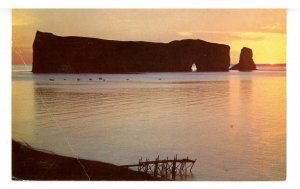 Canada - QC, Perce. Perce Rock at Sunrise  (crease)