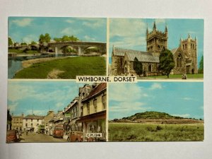 UNUSED VINTAGE MULTI POSTCARD -  WIMBORNE DORSET (KK1400)