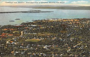 Bird's Eye View of Kingston, Showing Port Royal Jamaica Postal used unknown 