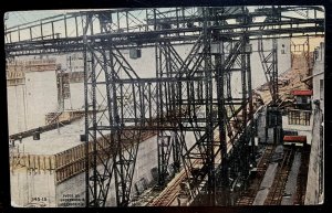 Vintage Postcard 1915 Panama Canel, Miraflores Lock Chamber Cranes, Panama