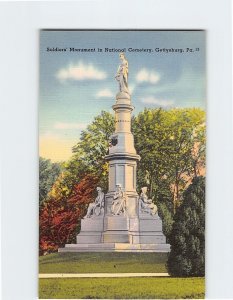 Postcard Soldiers Monument in National Cemetery Gettysburg Pennsylvania USA