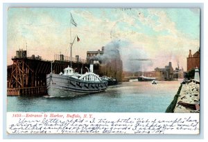 1908 Steamboat Entrance to Harbor, Buffalo New York NY Posted Postcard