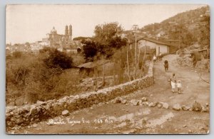 Taxco de Alarcon Gro Mexico Street Scene RPPC Woman Donkeys Cactus Postcard S24