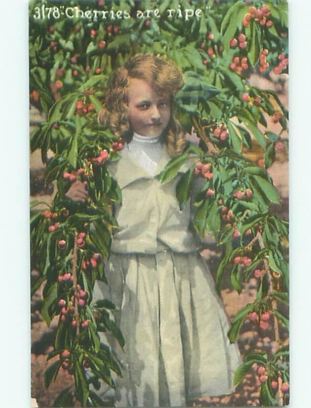 Pre-Linen Risque PRETTY GIRL POSING IN CHERRY TREE - READ THE TEXT AC1464