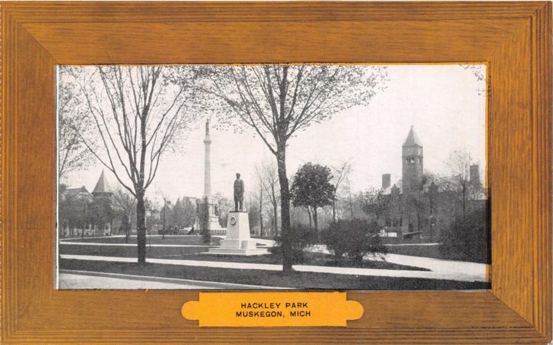 MUSKEGON MICHIGAN~HACKLEY PARK--LUXATONE PUBL POSTCARD 1910s