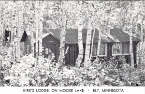 Ely, MN Minnesota KIRK'S LODGE Moose Lake Resort Cabin ROADSIDE Vintage Postcard