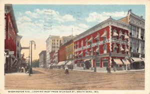 Postcard Washington Avenue West from Michigan in South Bend, Indiana~126693