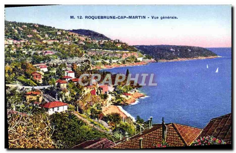 Old Postcard Roquebrune Cap Martin Vue Generale