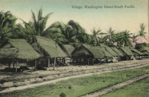 south pacific, WASHINGTON ISLAND, Teraina, Native Village Houses (1910s)