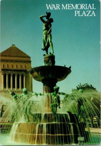 War Memorial Plaza Indiana Plaza Meridian Pennsylvania New York Postcard VTG 