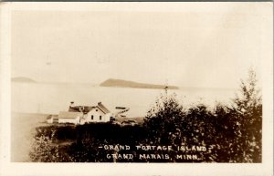 Grand Marais Minnesota RPPC View of Grand Portage Island Postcard W3