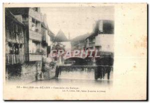 Old Postcard Salies de Bearn waterfall Saleys