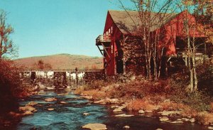 Vintage Postcard Old Red Mills Steps Nostalgic Tiny Hill Village Weston Vermont