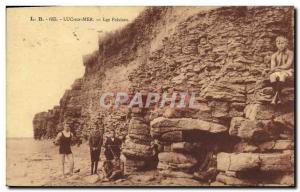 Old Postcard Luc Sur Mer on Cliffs Bathers