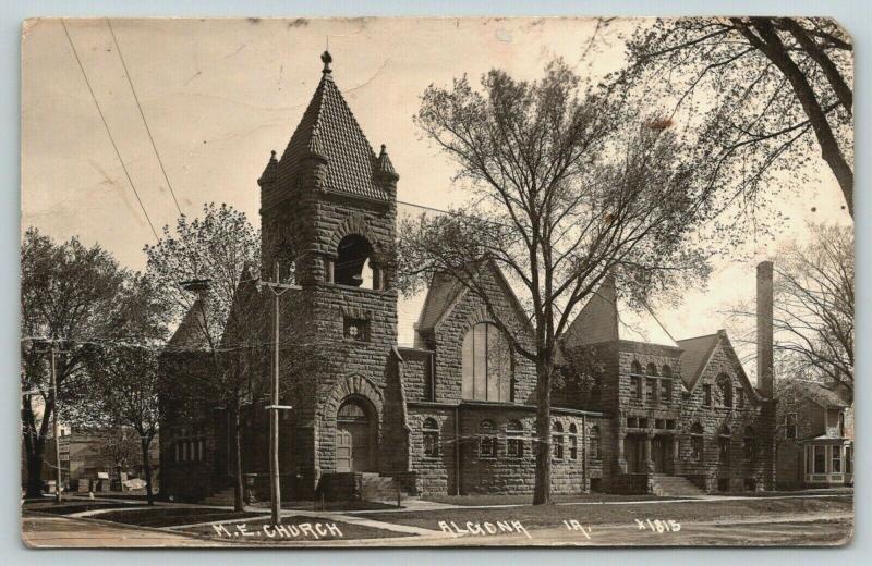 Algona IowaMethodist Episcopal ME ChurchHouseCrates at Store Behind1912 RPPC