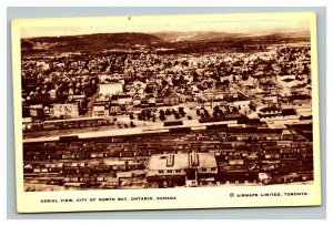 Vintage 1910's Photo Postcard Aerial View City of North Bay Ontario Canada