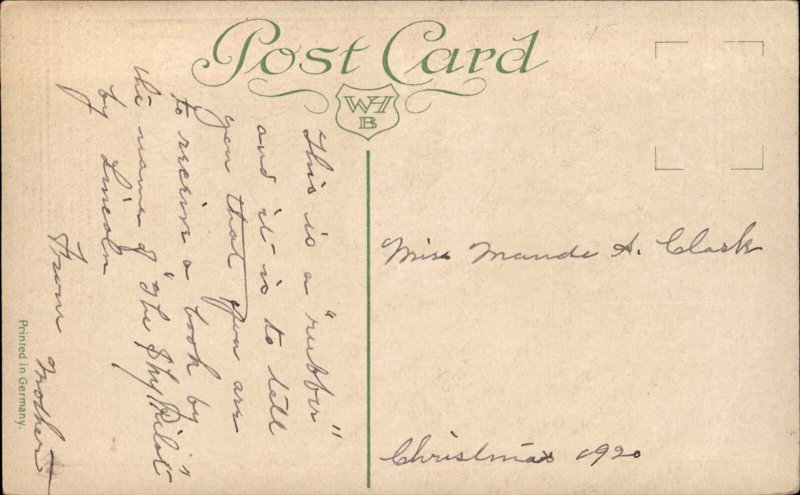 Christmas Children Kids Making Snowman c1910 Vintage Postcard