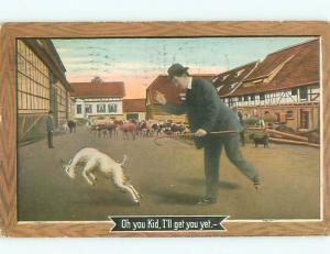 Pre-Linen Comic MAN CHASES GOAT IN THE STREET AB9491