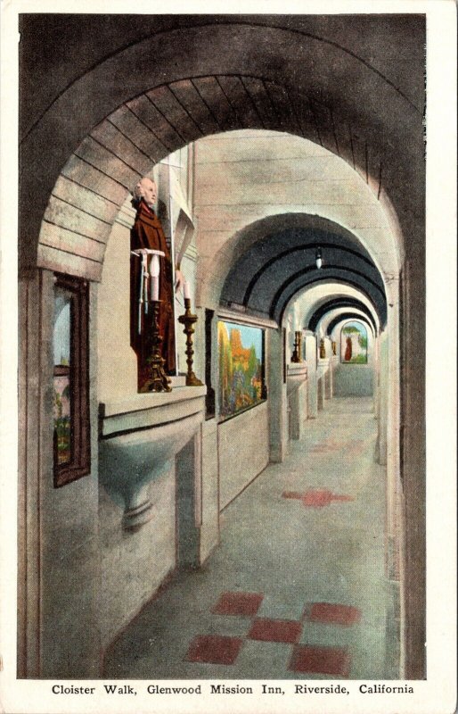 Cloister Walk Glenwood Mission Inn Riverside California CA WB Postcard VTG UNP 