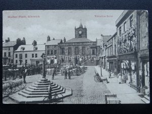 Northumberland ALNWICK Market Place CATTLE & FARMER MARKET DAY c1902 UB Postcard