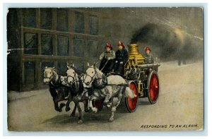 1915 Three Men Riding Horses to Respond to Alarm, Chicago Illinois IL Postcard 