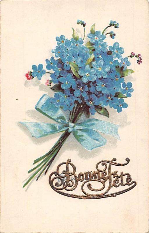 Bonne Fete Happy Birthday Forget Me Nots Bouquet Fleurs