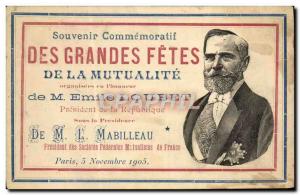 Old Postcard Remembrance major festivals of mutuality Emilue Loubet 1905