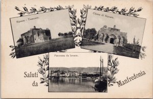 Saluti da Manfredonia Italy Multiview Chiesa di Siponto Tramonto Postcard E79