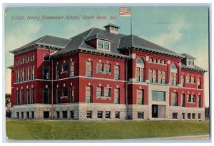 1915 Henry Studebaker School Building South Bend Indiana IN Antique Postcard