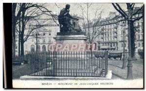 Old Postcard Geneva Monument From Jean-Jacques Rousseau