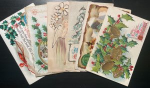 Vintage Victorian Postcard 1901-1910 Set of 6 Assorted Christmas Cards