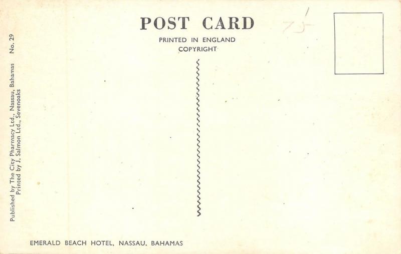 Nassau Bahamas 1960s Postcard Emerald Beach Hotel