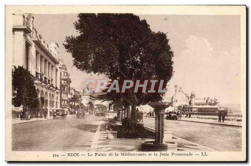 Old Postcard Nice Le Palais de la Mediterranee and Jetee Promenade