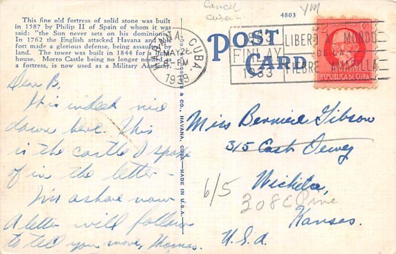 Morro Castle Havana Cuba Postcard