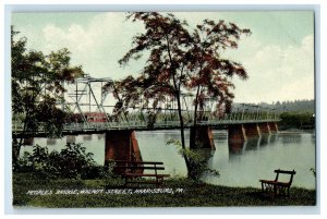 1909 Peoples Bridge Walnut Street Harrisburg Pennsylvania PA Antique Postcard