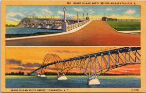 Grand Island South Bridge Tonawanda New York Linen Postcard C228