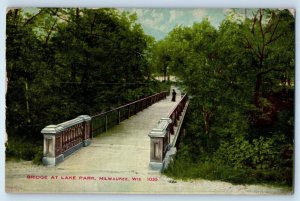 Milwaukee Wisconsin WI Postcard Bridge At Lake Park View 1914 Antique Posted
