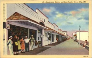 Ocean City Maryland MD Amusement Center Carnival Games Linen Postcard