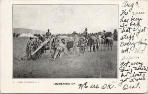 Limbering Up Soldiers Cannon Indiana to Zion City IL c1906 PJ Plant Postcard E62