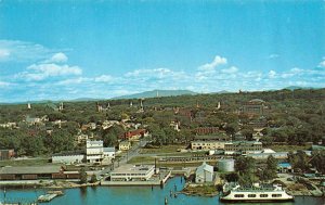 BURLINGTON, Vermont VT   CITY & WATERFRONT~Ferry Boat  Bird's Eye View Postcard