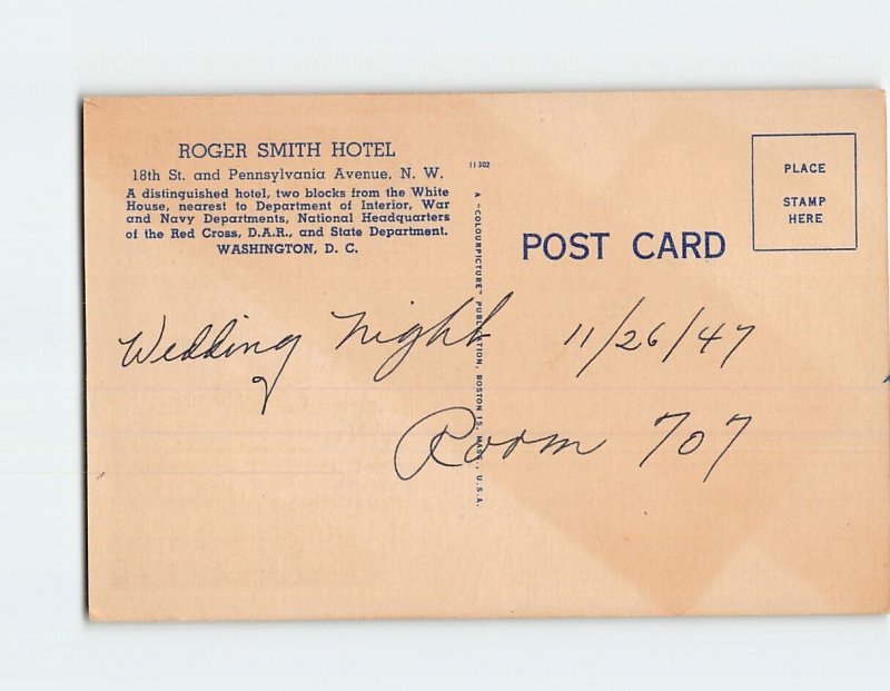 Postcard Roger Smith Hotel Washington DC USA