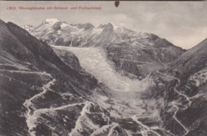 Switzerkand Rhonegletscher mit Grimsel und Furkastrasse